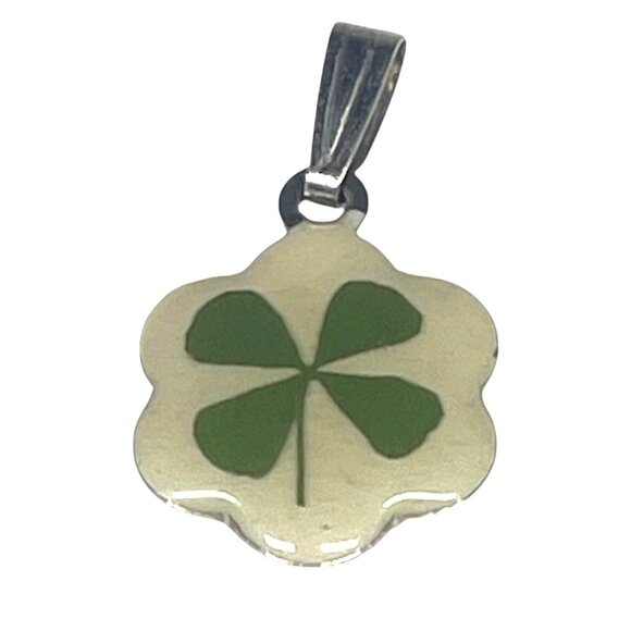 Four-Leaf Clover Charm Pendant Silver Tone - Picture 2 of 5